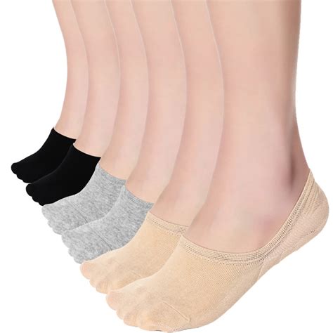 6 Pairs Women Solid Color No Show Socks Invisible Non Slip Cotton Sports Socks Low Cut Casual