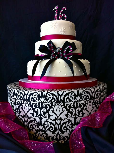 During ancient greece, birthday cake images used to be round, to symbolize the shape of the moon and were taken to the temple of artemis. Hot Pink And Black Sweet Sixteen Cake - CakeCentral.com