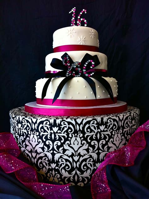 (these ideas work for all colorful bathrooms!) Hot Pink And Black Sweet Sixteen Cake - CakeCentral.com