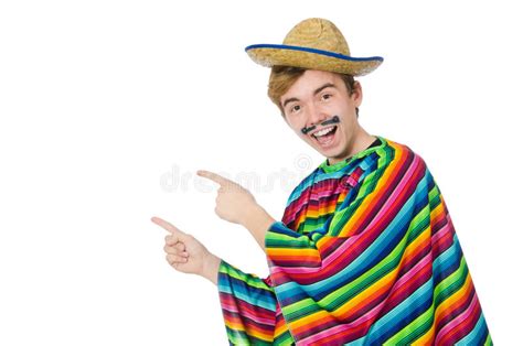 Funny Young Mexican With False Moustache Isolated Stock Image Image