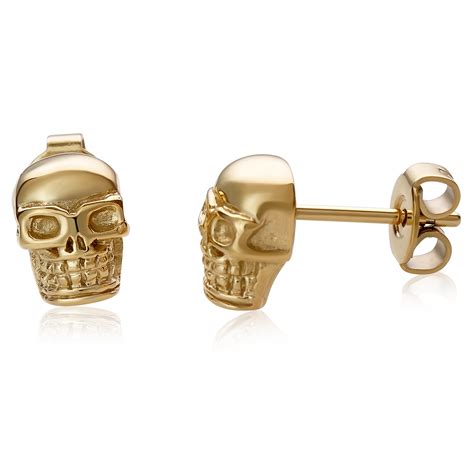 Polished Skull Stud Earrings Gold Italgem Touch Of Modern