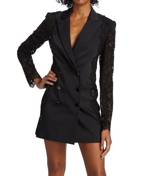 Ramy Brook Satin Shay Double Breasted Blazer Dress In Black Lyst
