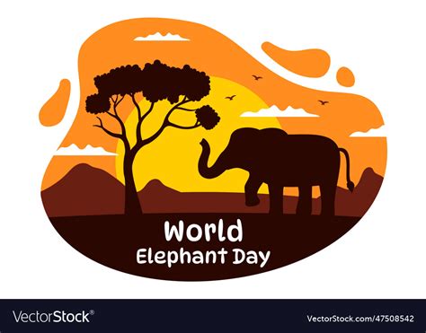 World Elephant Day On 12 August With Elephants Vector Image