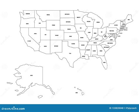 Mapa Pol Tico Do Estados Unidos Od Am Rica Eua Mapa Preto Liso Simples