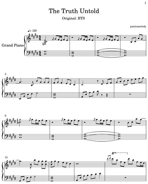 The Truth Untold Sheet Music For Piano