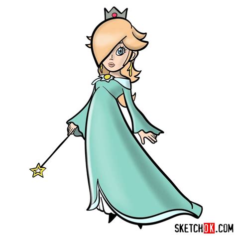 How To Draw Princess Rosalina Super Mario Sketchok Step By Step