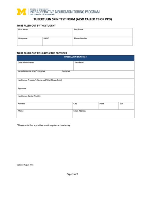 Top 24 Tb Test Form Templates Free To Download In Pdf Format