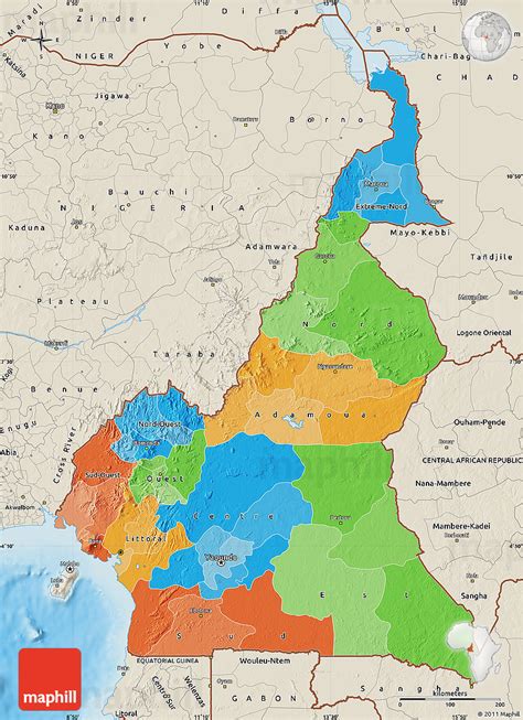 Political Map Of Cameroon Shaded Relief Outside