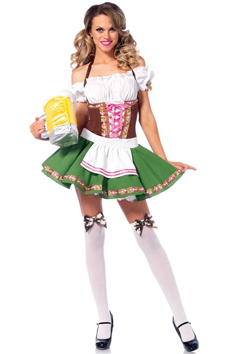 M Xl 2019 New Sexy Oktoberfest Maid Costume Beer Girl Dress Restaurant Work Clothes Grass Green
