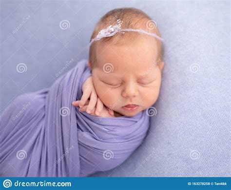 Adorable Newborn Baby Sleeping Stock Photo Image Of Female Lovely