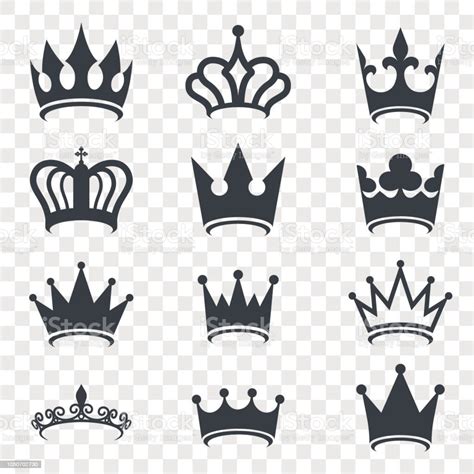 Black Crown Silhouette Isolated On Transparent Background Royal Crown