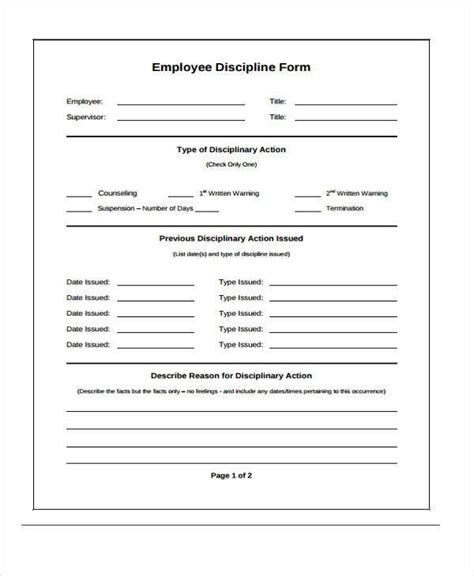 Free 7 Employee Discipline Forms And Samples In Pdf