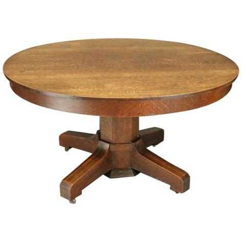 Depending on the size of the dining room area, 48 and 54 round tables in los angeles offer comfortable seating without taking. Antique Stickley Bros. Arts and Crafts Mission Oak Round ...