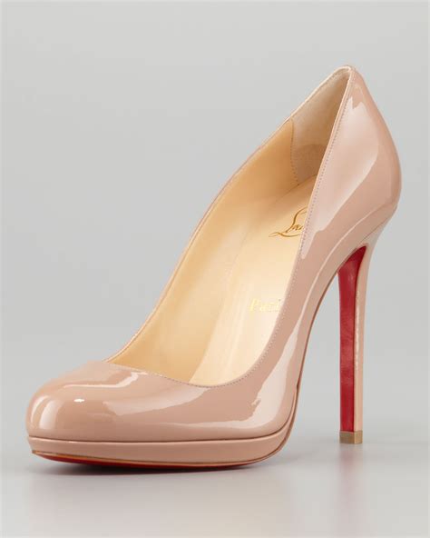Lyst Christian Louboutin Neofilo Patent Roundtoe Red Sole Pump Nude