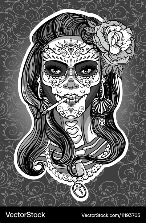 Sugar Skull Woman Royalty Free Vector Image Vectorstock