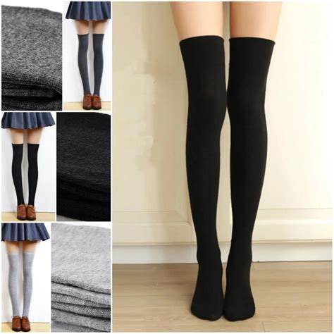 1 Pair Fashion Autumn Warm Stockings Womens Over Knee Knit Cotton Stockings Thigh High Long