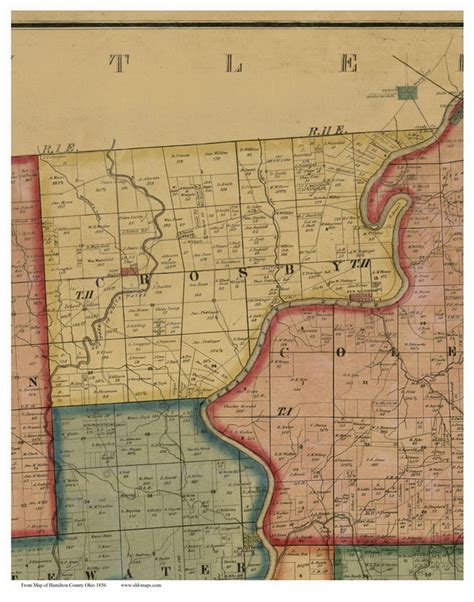 Crosby Ohio 1856 Old Town Map Custom Print Hamilton Co Old Maps