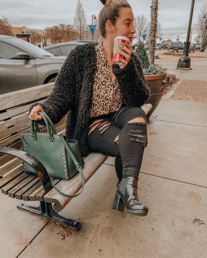 Leopard Top With Black Ripped Skinny Jeans Texas Fall Outfit