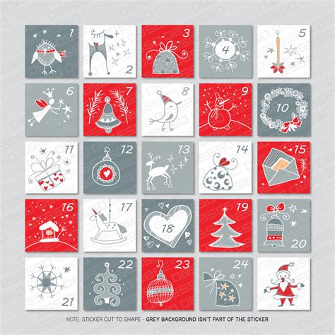 Christmas Advent Calendar Numbers 1 25 Self Adhesive Vinyl Sticker