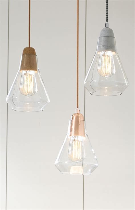 Ando 1 Light Pendant With Cork Copper Or Concrete Lampholder And Glass