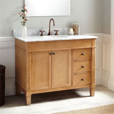 42 Marilla Oak Vanity With White Marble Top Wood Bathroom Vanity