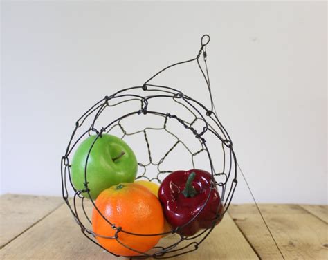 Hanging Wire Basket Sphere Fruit Basket Country Style Etsy