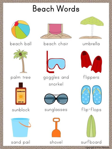 Writing Center Word List ~ Beach Words Beach Words Vocabulary