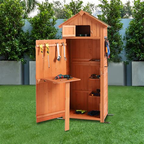 Outdoor Storage Outsunny Fir Wood Storage Shed Waterproof Outdoor Tool