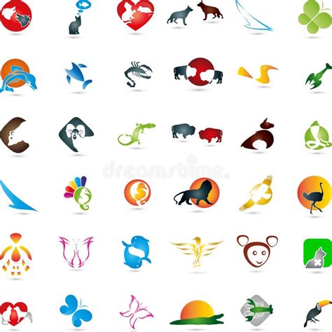 Large Collection Collection Of Animals Animal Logos Stock Vector