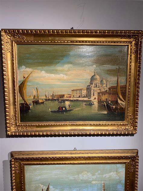 Pair Of Venetian Scene Oil On Canvas Painting In Giltwood Frames At 1stdibs