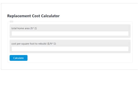 Replacement Cost Calculator Calculator Academy