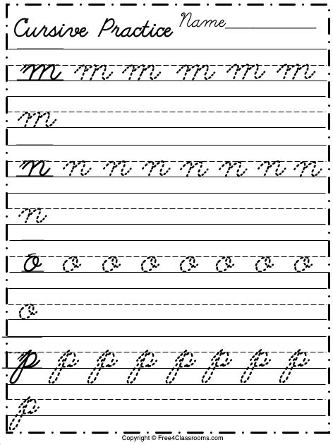 Maybe you would like to learn more about one of these? Free Lowercase Cursive Tracing Worksheet - Letters m to p ...