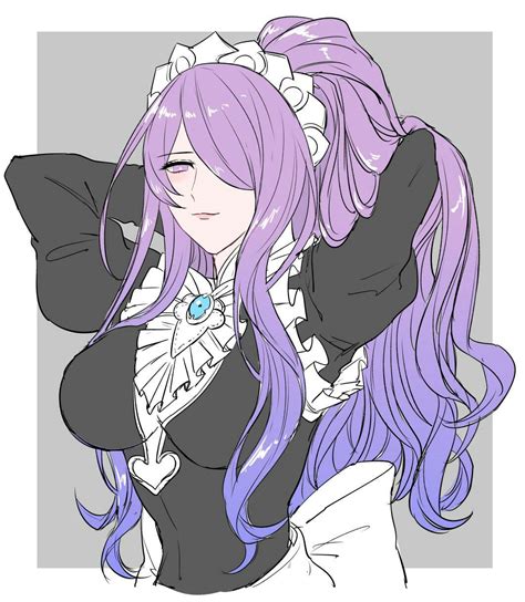 Female Human Maid Rogue Wizard Purple Hair Maid Outfit Camilla Fire