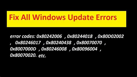 How To Fix Windows Update Errors Youtube