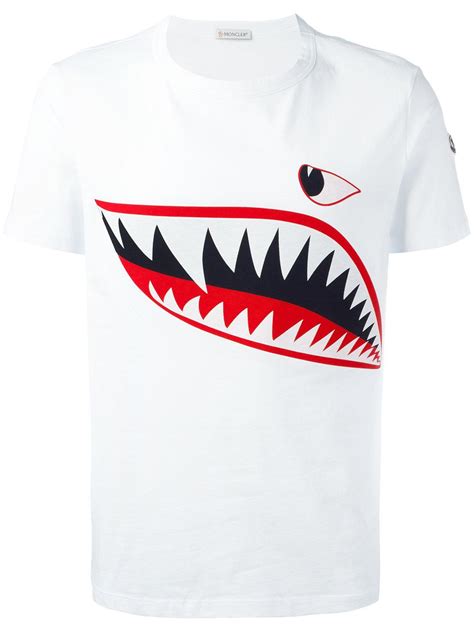 See actions taken by the people who manage and post content. Moncler Shark Print T-shirt in White for Men - Lyst