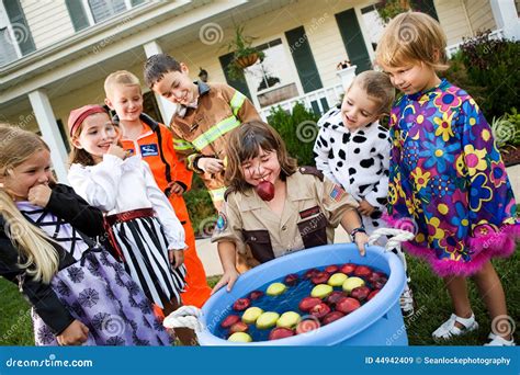 Halloween Bobbing For Apple Game Stock Image Image Of Bucket