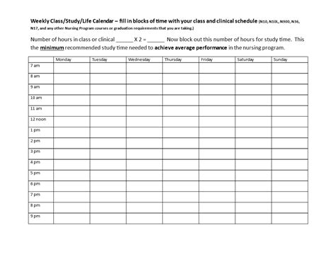 Printable 7 Day Weekly Work Schedule Template Printable Templates