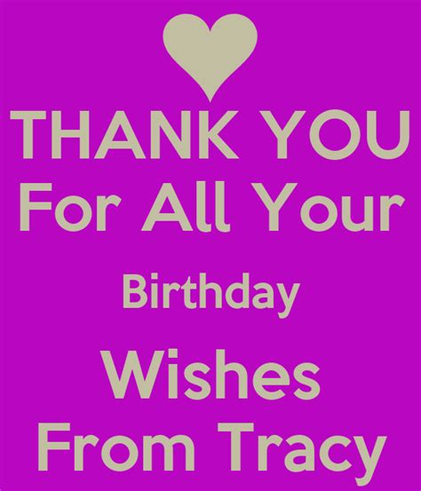 Thank You For All Your Birthday Wishes From Tracy Poster Tracy Keep