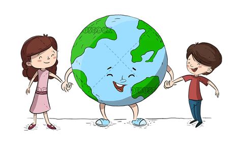Niños Con Planeta Tierra Niños Cuidando Del Medio Ambiente Dibustock