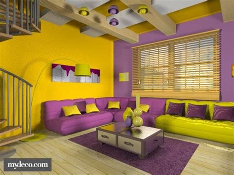 This Yellow And Purple Room Is Very Cool The Colors Are Evened Out On