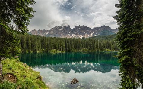 Karersee Lake In The Dolomites In South Tyrol Italy Ultra Hd Wallpapers