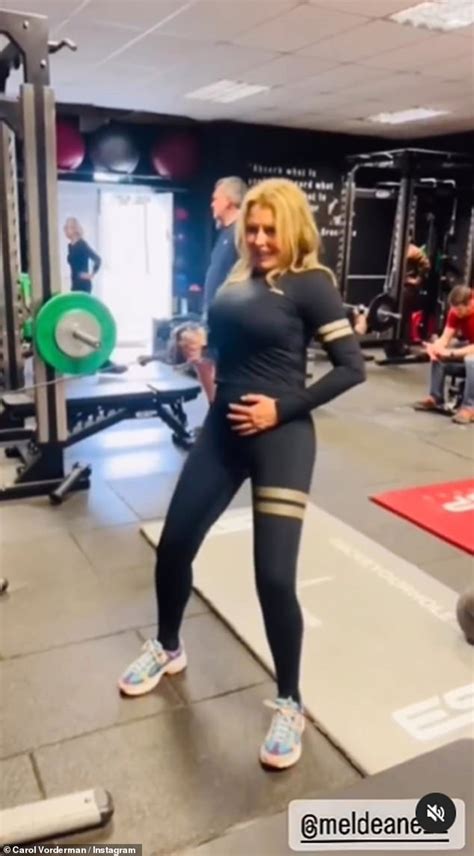 Carol Vorderman Flaunts Her Toned Abs In Skintight Gym Leggings And A