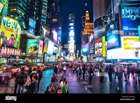 Times Square At Night In Manhattan New York City Stock Photo Alamy