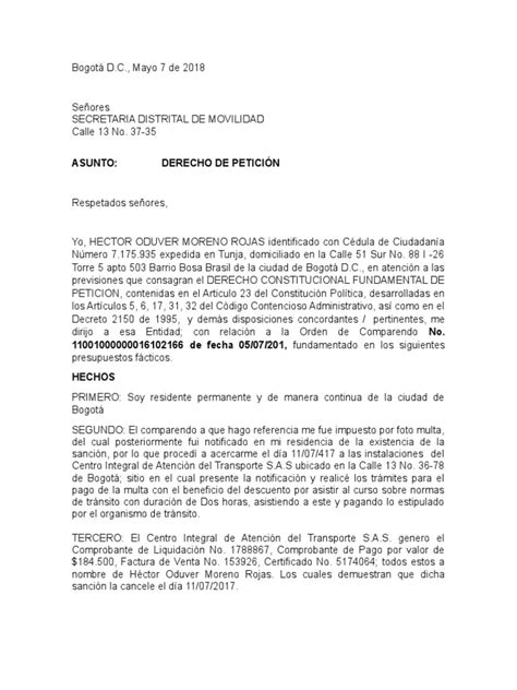 Derecho De Peticion Bogotá Gobierno Prueba Gratuita De 30 Días