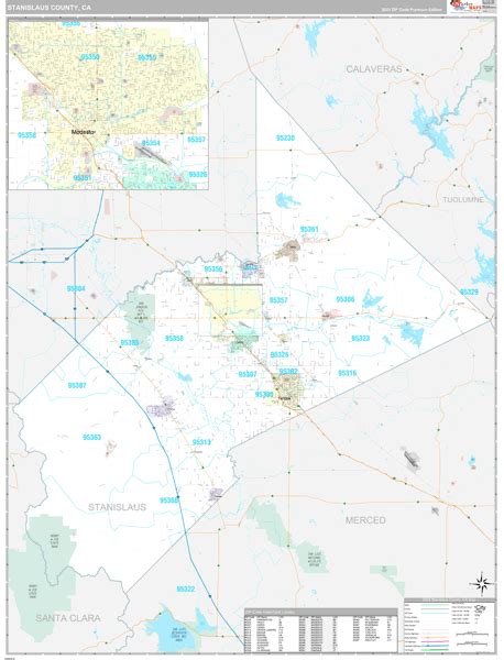 Stanislaus County Ca Wall Map Premium Style By Marketmaps Mapsales