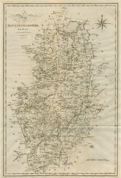 A Map Of Nottinghamshire From The Best Authorities County Map Cary 1789