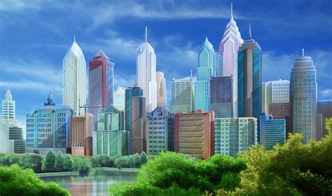 Ext Philly Skyline Day Scenery Background Anime Scenery Episode
