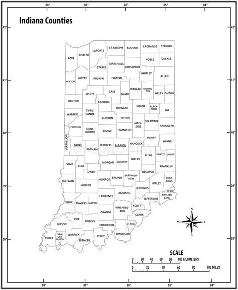 Indiana State Outline Administrative And Political Vector Map In Black