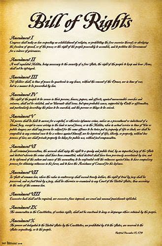 The Bill Of Rights Us Constitution First 10 Amendments History Poster