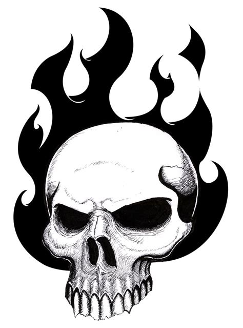 Drawings Of Skulls On Fire